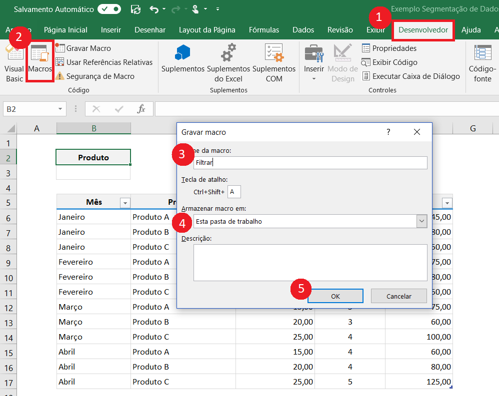 Segmentação de dados no Excel - Filtro com Macro 2