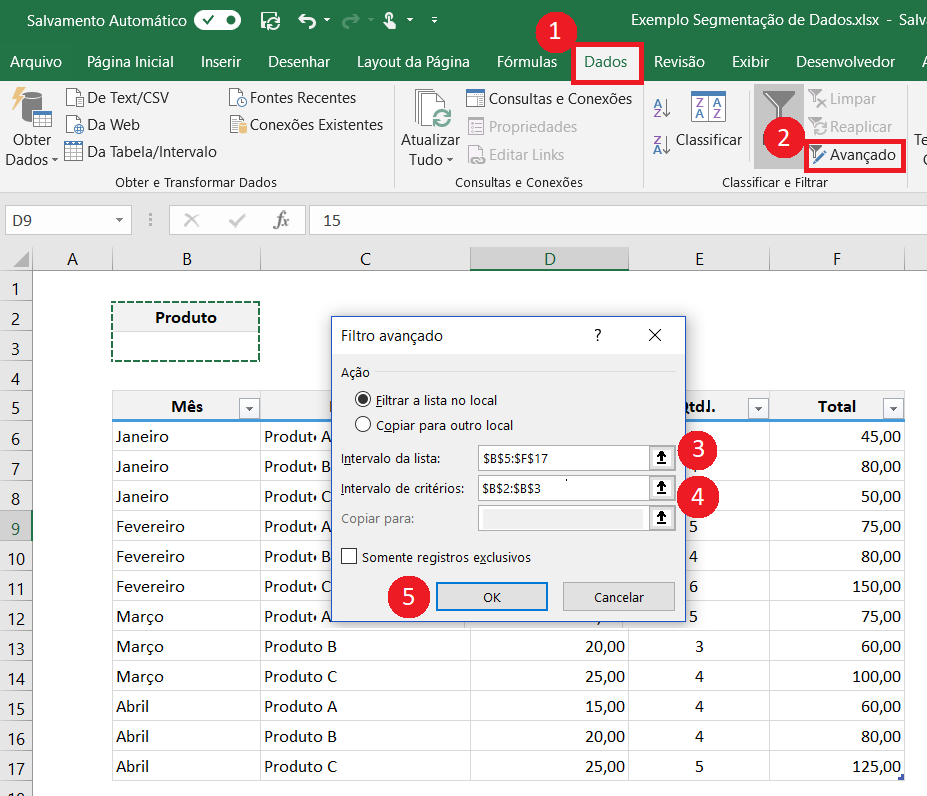 Segmentação de dados no Excel - Filtro com Macro